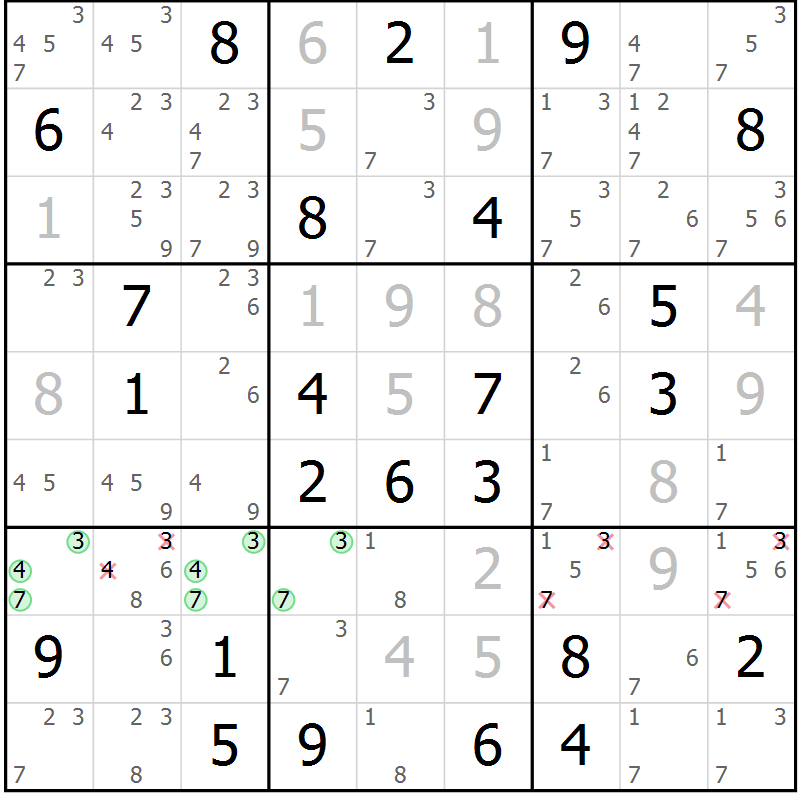 Position des candidats pour la solution de la Gr 62 page 64 du magazine de sudoku Expert n° 020