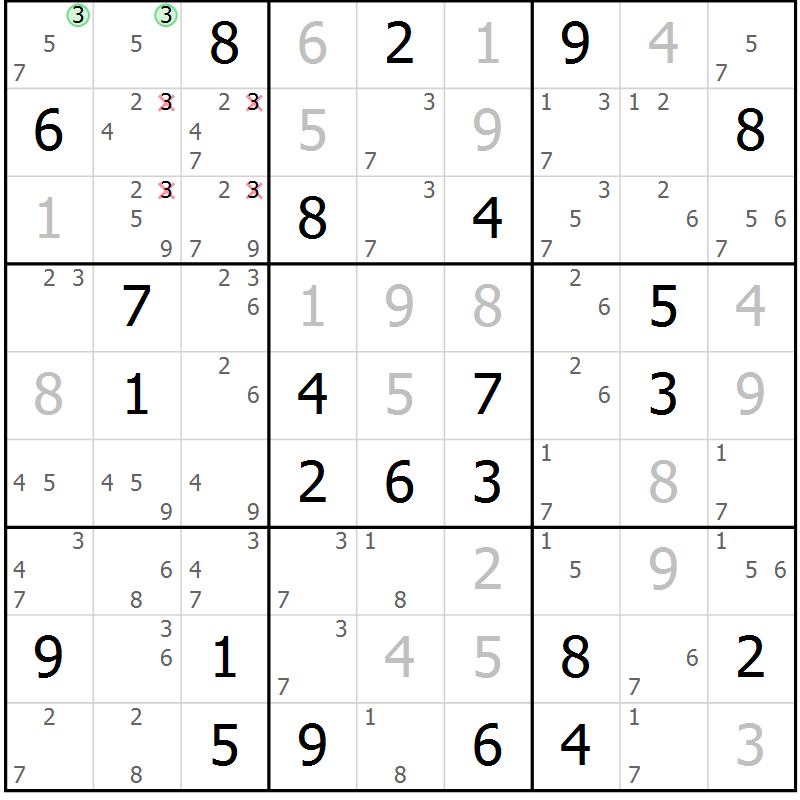 Position des candidats pour la solution de la Gr 62 page 64 du magazine de sudoku Expert n° 020