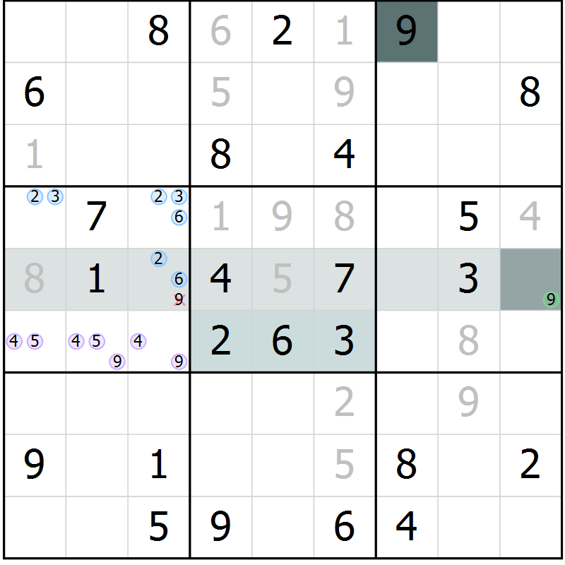 Position des candidats pour la solution de la Gr 62 page 64 du magazine de sudoku Expert n° 020