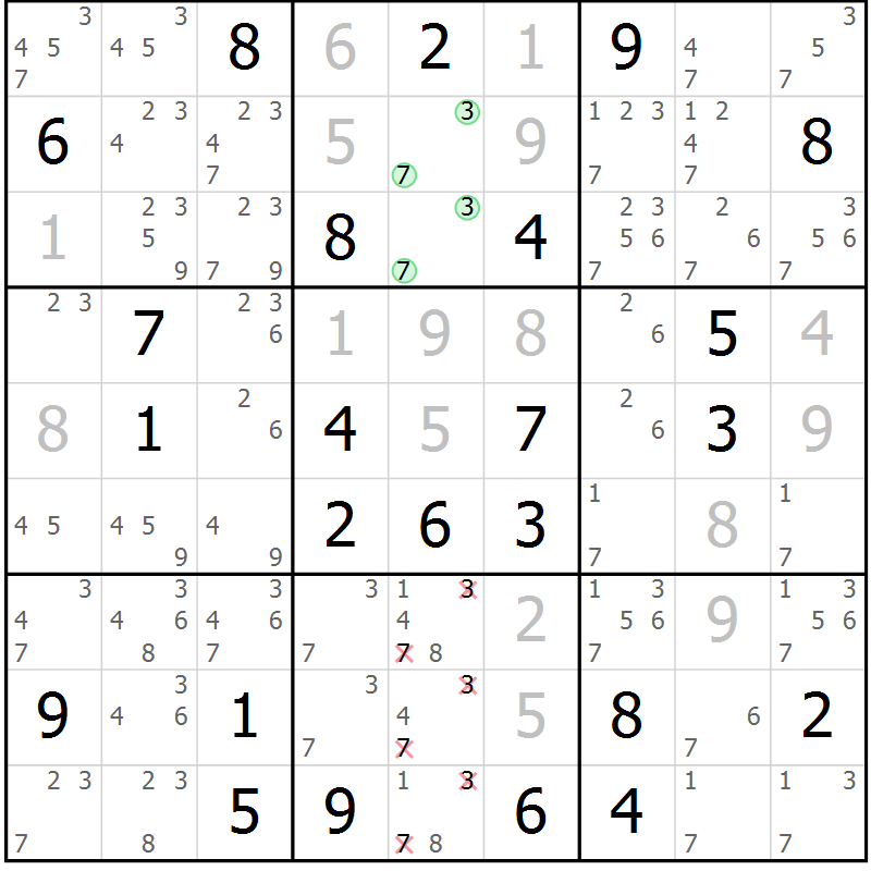 Position des candidats pour la solution de la Gr 62 page 64 du magazine de sudoku Expert n° 020
