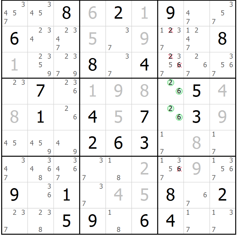 Position des candidats pour la solution de la Gr 62 page 64 du magazine de sudoku Expert n° 020