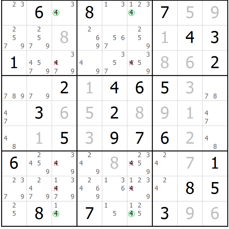Position des candidats pour la solution de la Gr 63 page 65 du magazine de sudoku Expert n° 020