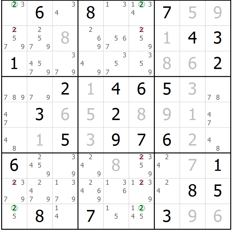 Position des candidats pour la solution de la Gr 63 page 65 du magazine de sudoku Expert n° 020