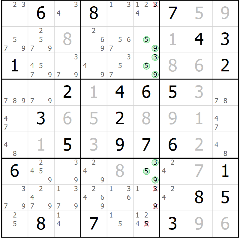 Position des candidats pour la solution de la Gr 63 page 65 du magazine de sudoku Expert n° 020