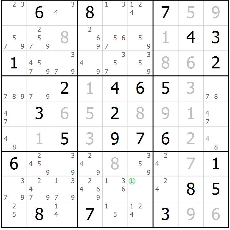 Position des candidats pour la solution de la Gr 63 page 65 du magazine de sudoku Expert n° 020
