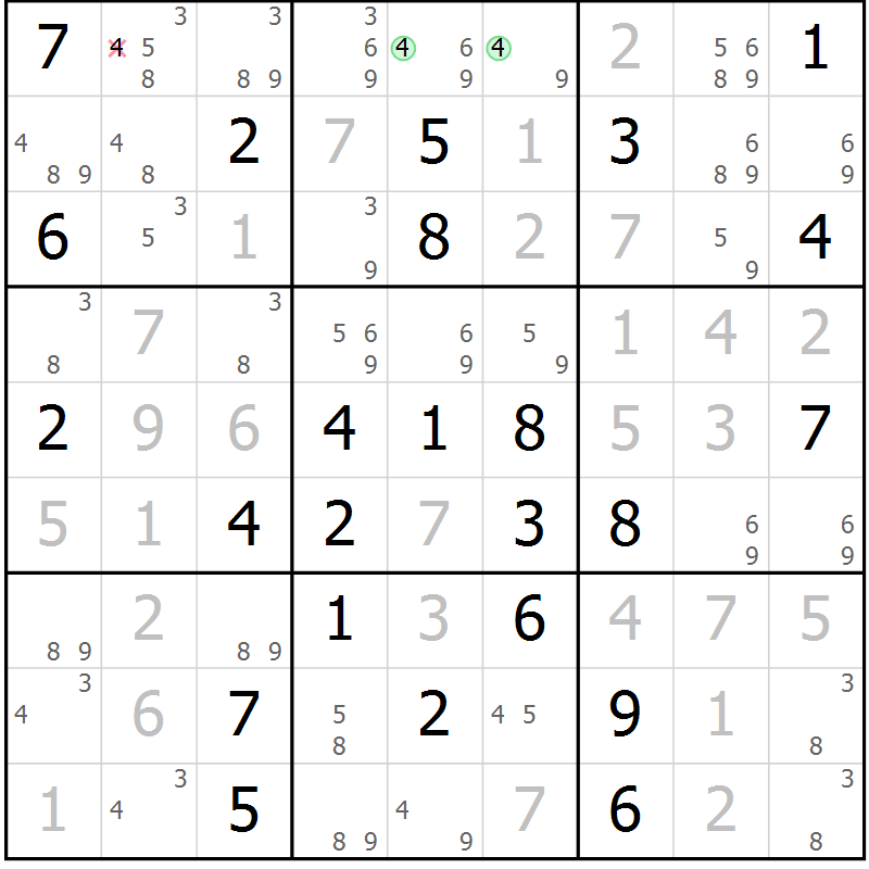 Position des candidats pour la solution de la Gr 64 page 66 du magazine de sudoku Expert n° 020