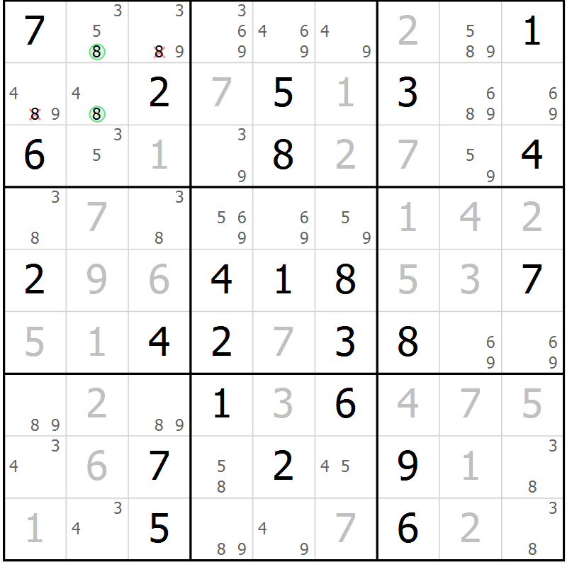 Position des candidats pour la solution de la Gr 64 page 66 du magazine de sudoku Expert n° 020