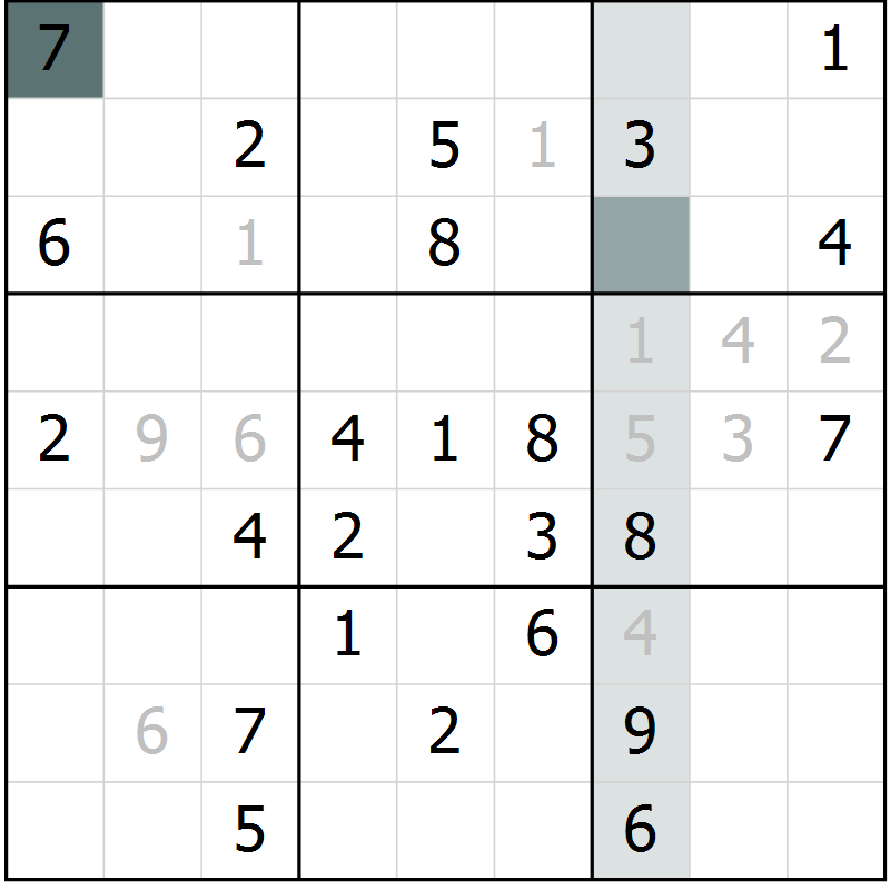 Position des candidats pour la solution de la Gr 64 page 66 du magazine de sudoku Expert n° 020