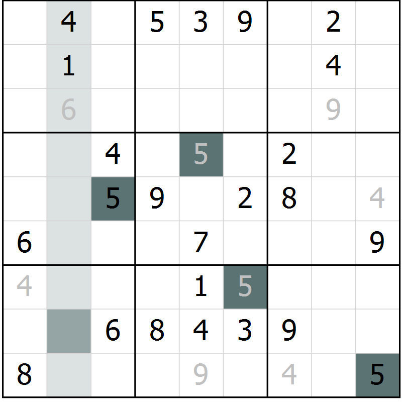 Position des candidats pour la solution de la Gr 65 page 67 du magazine de sudoku Expert n° 020