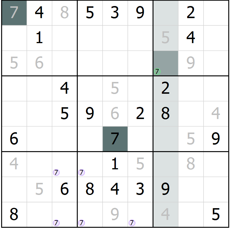 Position des candidats pour la solution de la Gr 65 page 67 du magazine de sudoku Expert n° 020