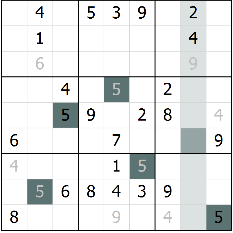 Position des candidats pour la solution de la Gr 65 page 67 du magazine de sudoku Expert n° 020