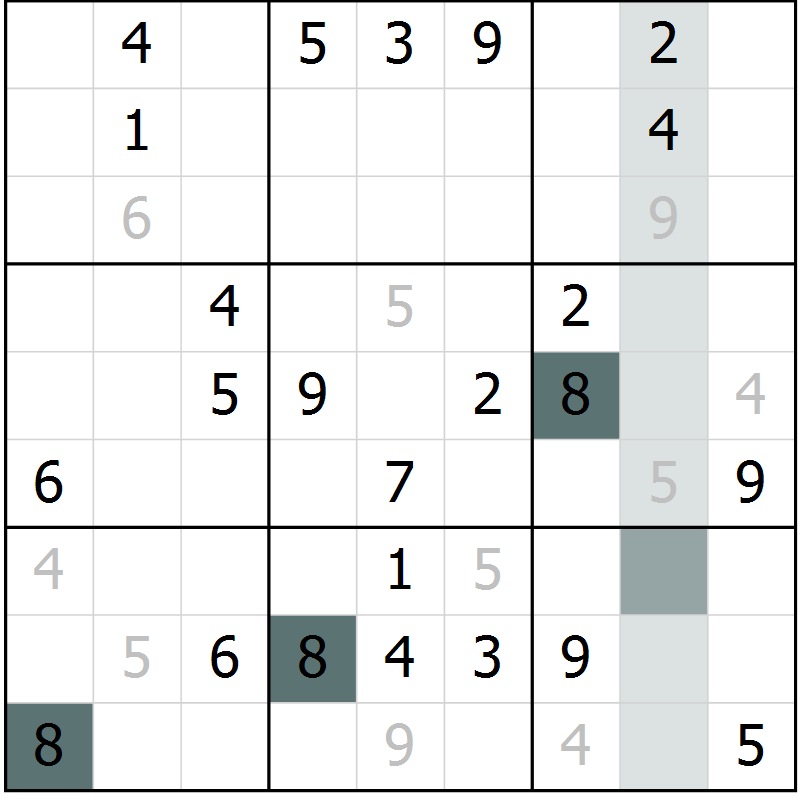 Position des candidats pour la solution de la Gr 65 page 67 du magazine de sudoku Expert n° 020