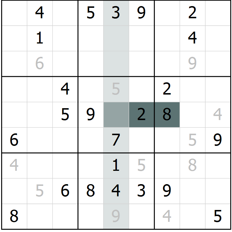 Position des candidats pour la solution de la Gr 65 page 67 du magazine de sudoku Expert n° 020