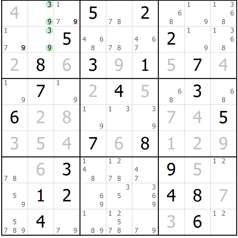 Position des candidats pour la solution de la Gr 66 page 68 du magazine de sudoku Expert n° 020