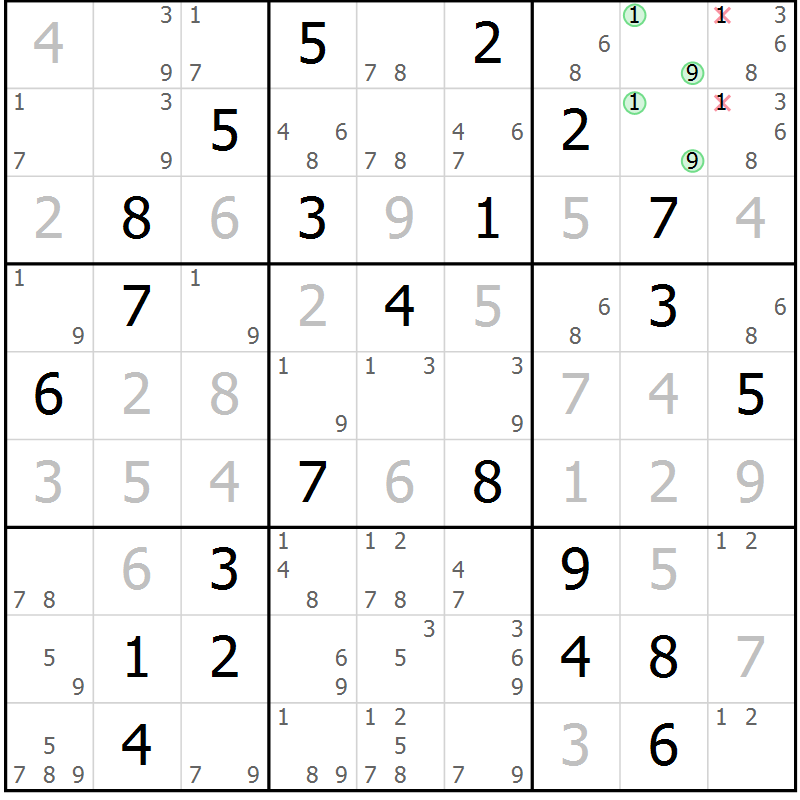 Position des candidats pour la solution de la Gr 66 page 68 du magazine de sudoku Expert n° 020