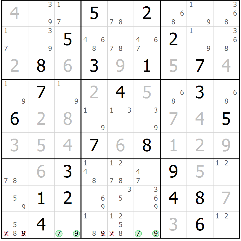 Position des candidats pour la solution de la Gr 66 page 68 du magazine de sudoku Expert n° 020