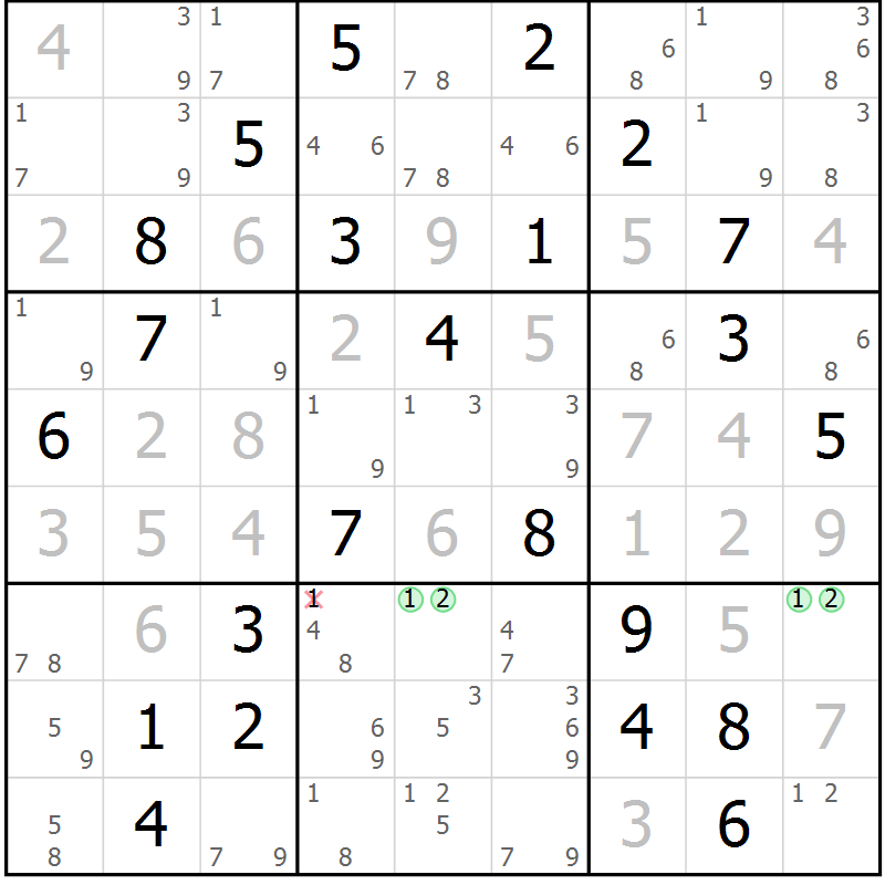 Position des candidats pour la solution de la Gr 66 page 68 du magazine de sudoku Expert n° 020