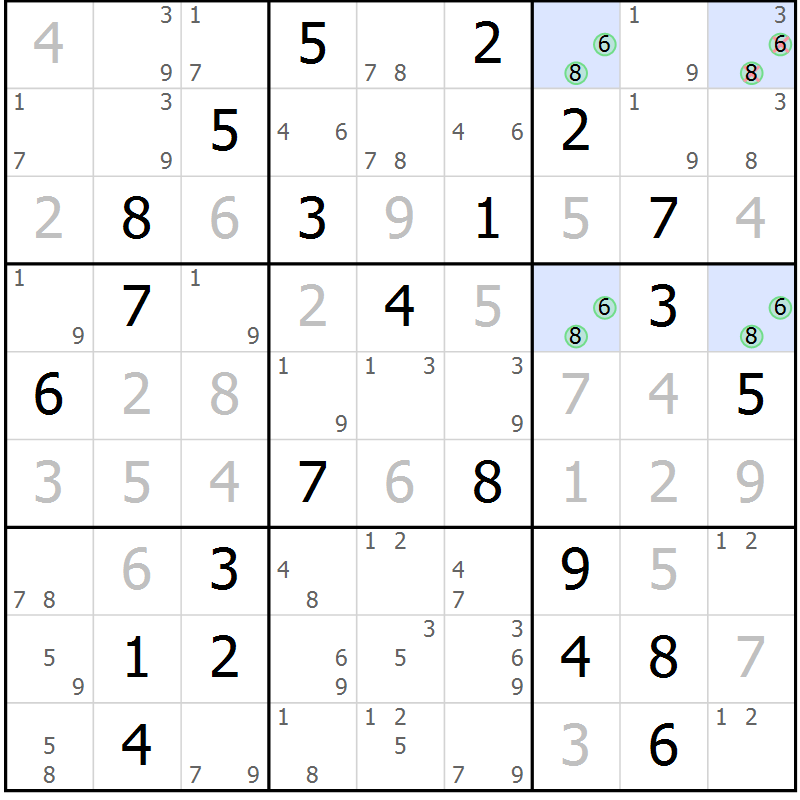Position des candidats pour la solution de la Gr 66 page 68 du magazine de sudoku Expert n° 020