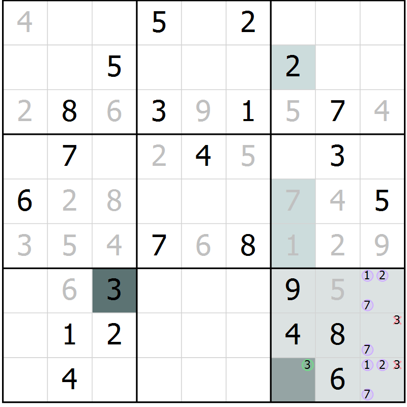 Position des candidats pour la solution de la Gr 66 page 68 du magazine de sudoku Expert n° 020