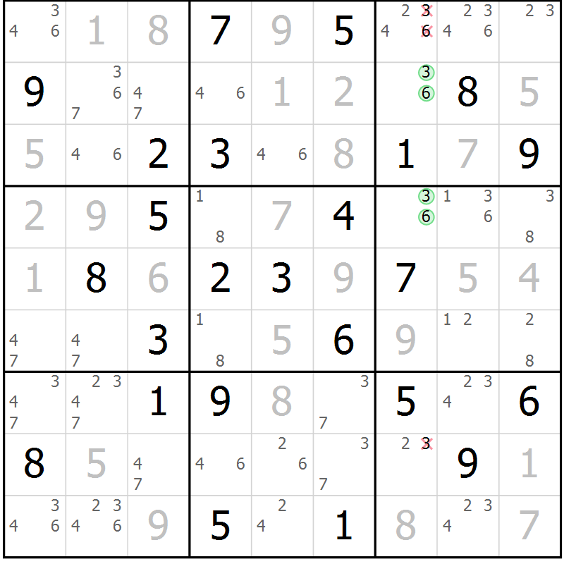 Position des candidats pour la solution de la Gr 67 page 69 du magazine de sudoku Expert n° 020