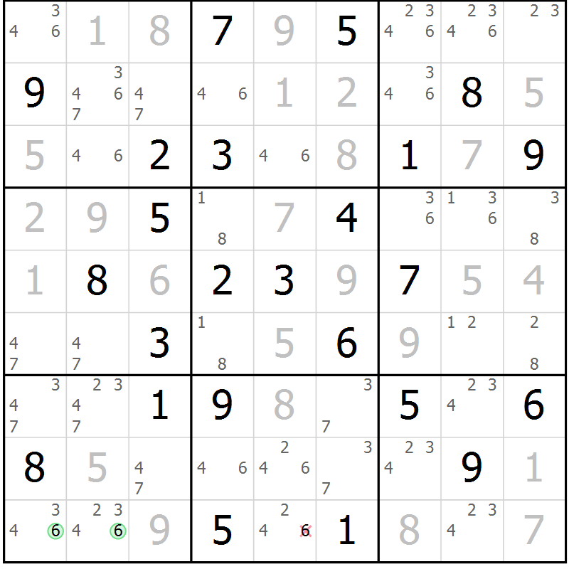 Position des candidats pour la solution de la Gr 67 page 69 du magazine de sudoku Expert n° 020