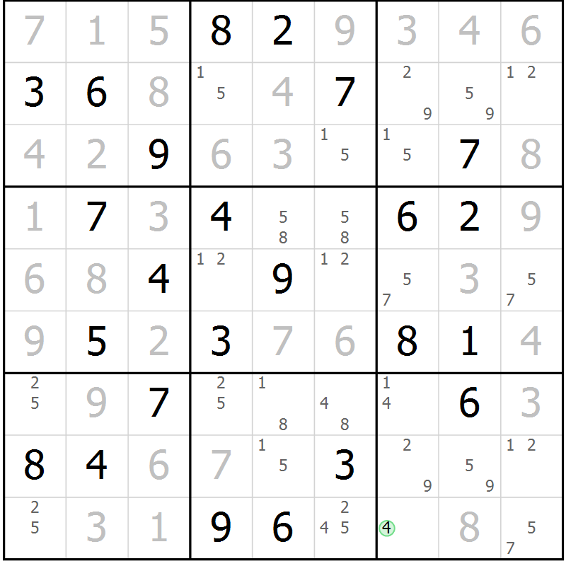 Position des candidats pour la solution de la Gr 68 page 70 du magazine de sudoku Expert n° 020