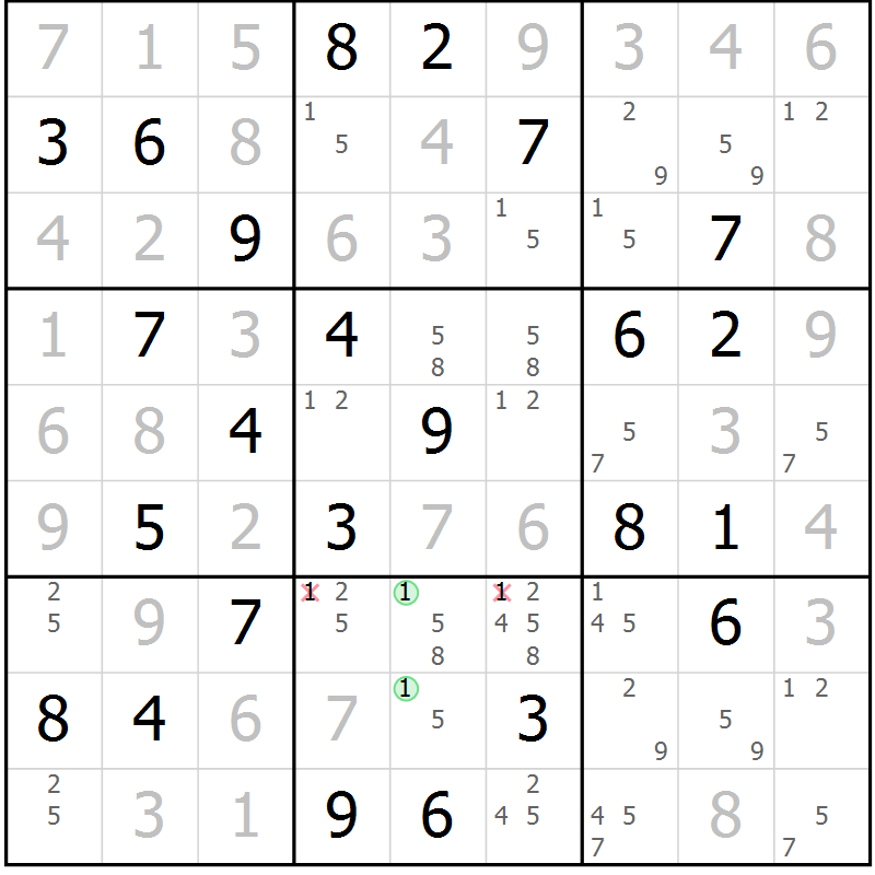 Position des candidats pour la solution de la Gr 68 page 70 du magazine de sudoku Expert n° 020