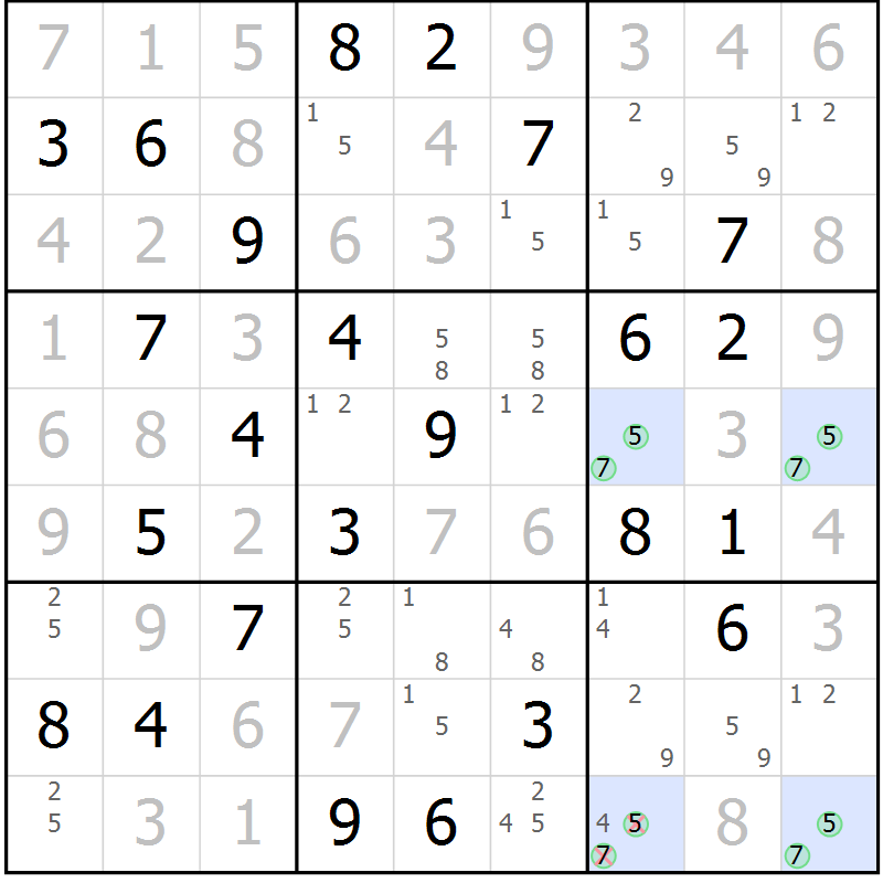 Position des candidats pour la solution de la Gr 68 page 70 du magazine de sudoku Expert n° 020
