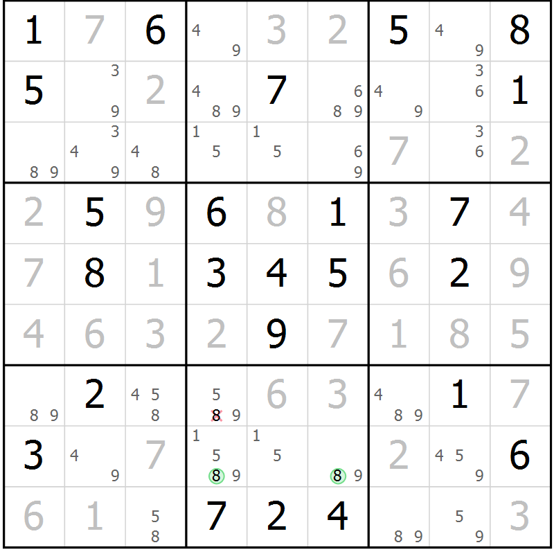 Position des candidats pour la solution de la Gr 69 page 71 du magazine de sudoku Expert n° 020