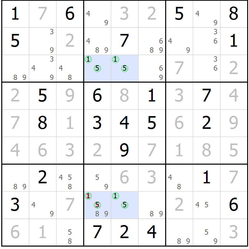 Position des candidats pour la solution de la Gr 69 page 71 du magazine de sudoku Expert n° 020