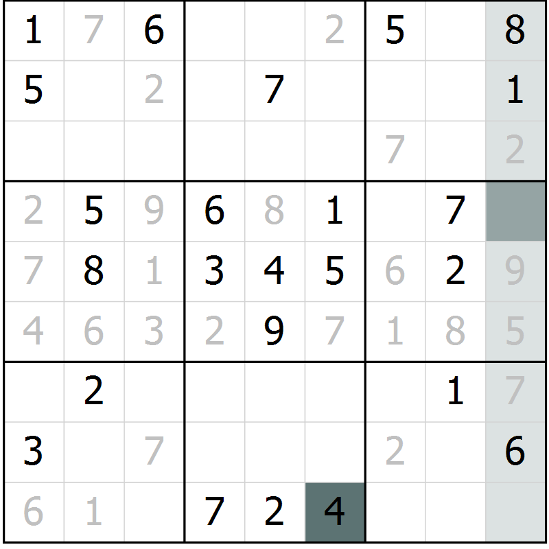 Position des candidats pour la solution de la Gr 69 page 71 du magazine de sudoku Expert n° 020