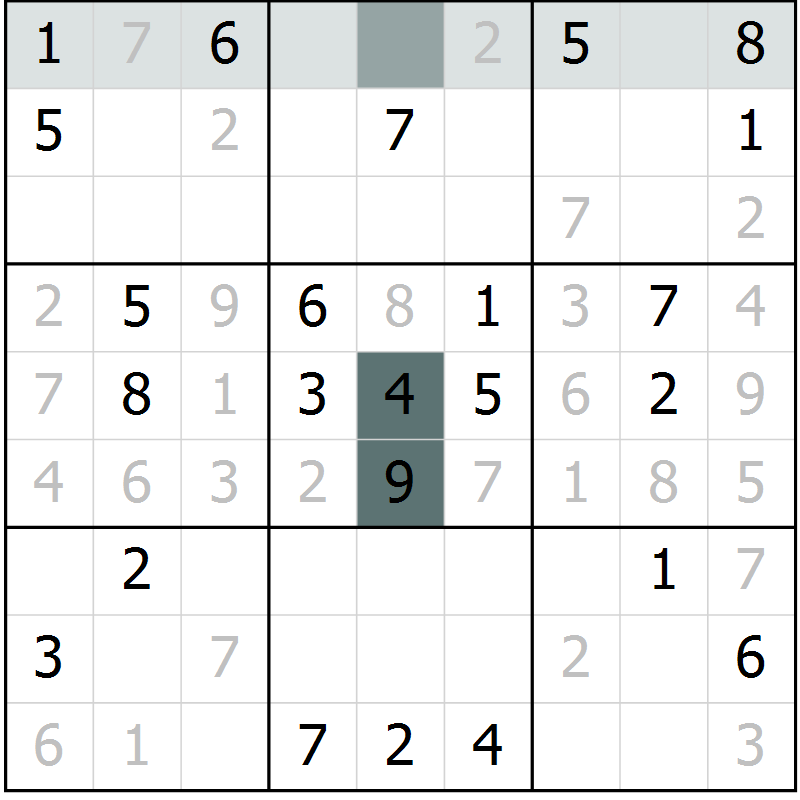 Position des candidats pour la solution de la Gr 69 page 71 du magazine de sudoku Expert n° 020