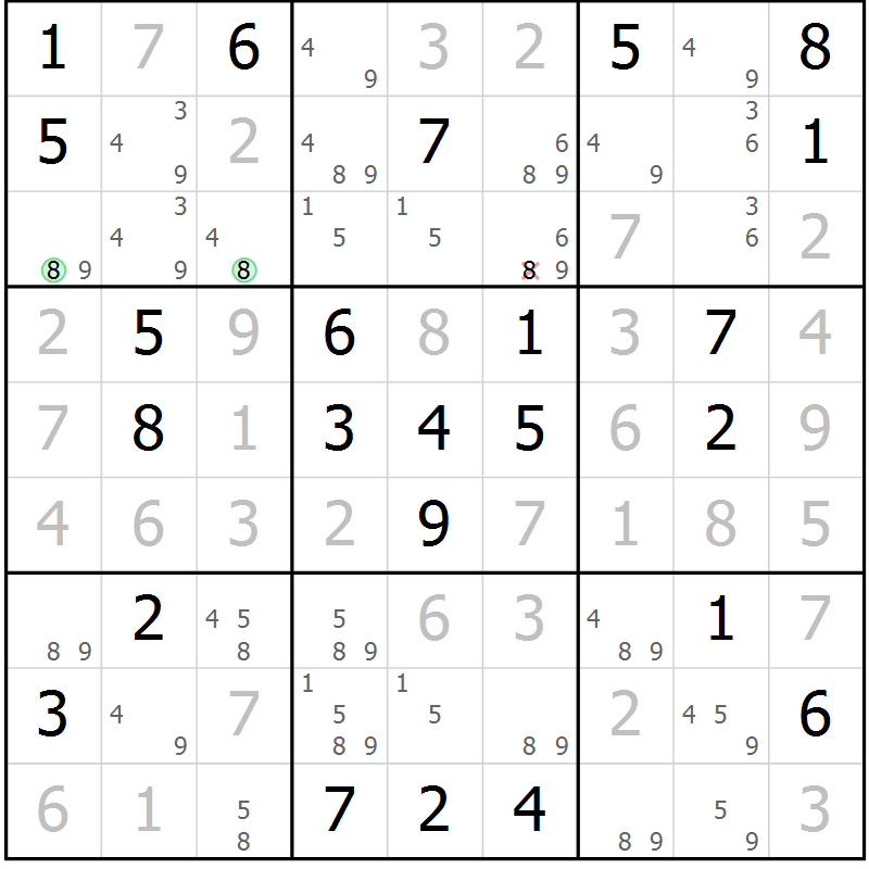 Position des candidats pour la solution de la Gr 69 page 71 du magazine de sudoku Expert n° 020