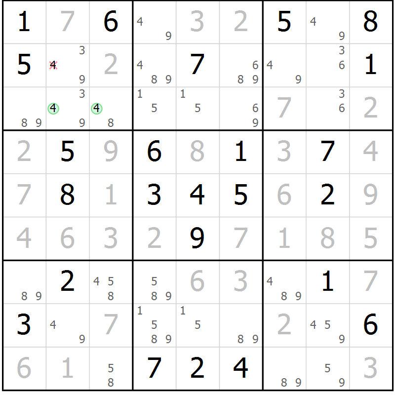 Position des candidats pour la solution de la Gr 69 page 71 du magazine de sudoku Expert n° 020