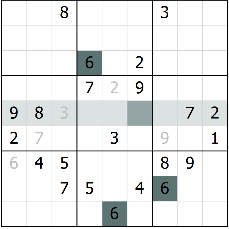 Position des candidats pour la solution de la Gr 7 page 9 du magazine de sudoku Expert n° 020