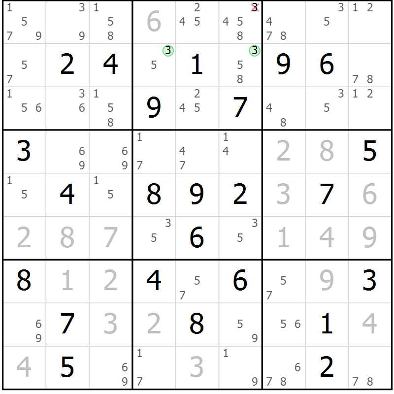 Position des candidats pour la solution de la Gr 70 page 72 du magazine de sudoku Expert n° 020