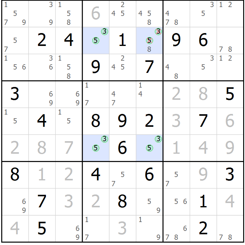 Position des candidats pour la solution de la Gr 70 page 72 du magazine de sudoku Expert n° 020