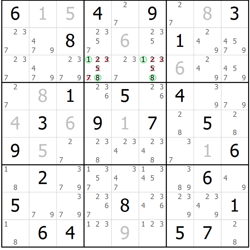 Position des candidats pour la solution de la Gr 71 page 73 du magazine de sudoku Expert n° 020
