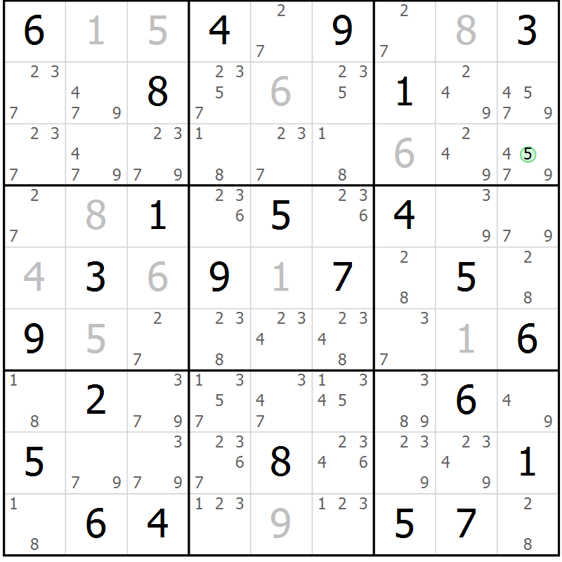 Position des candidats pour la solution de la Gr 71 page 73 du magazine de sudoku Expert n° 020