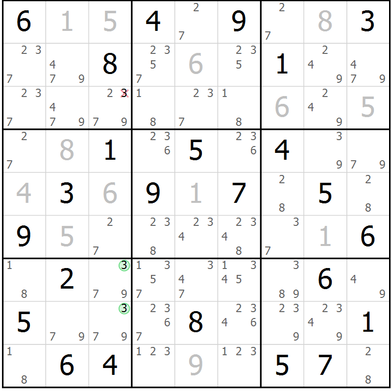 Position des candidats pour la solution de la Gr 71 page 73 du magazine de sudoku Expert n° 020