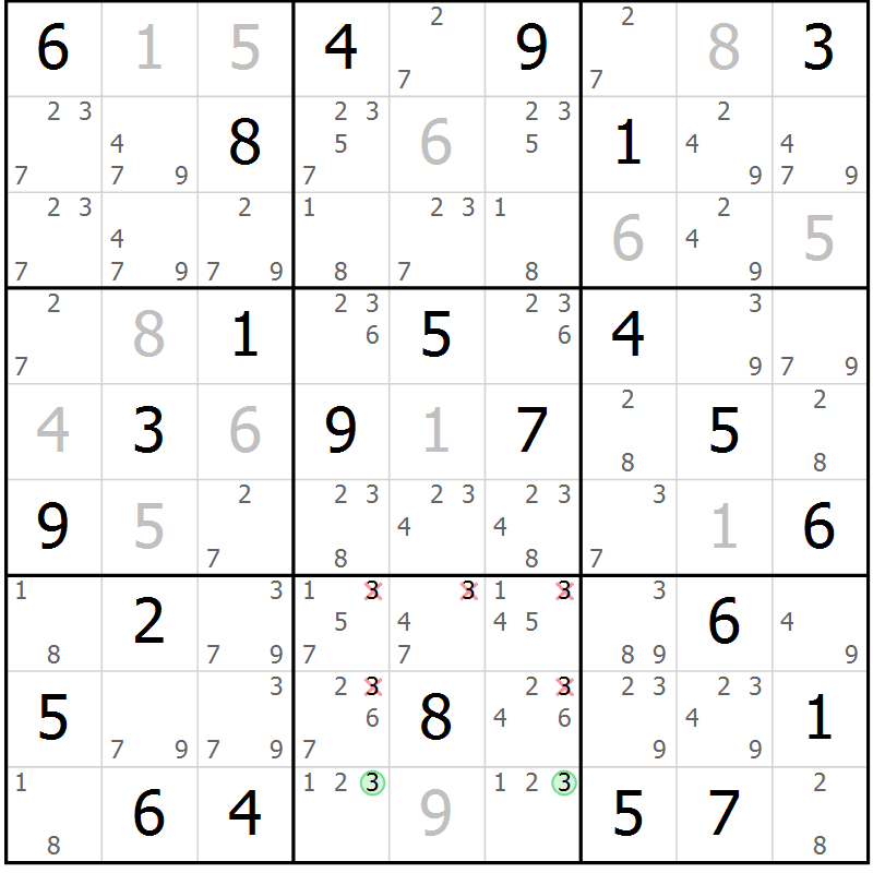 Position des candidats pour la solution de la Gr 71 page 73 du magazine de sudoku Expert n° 020