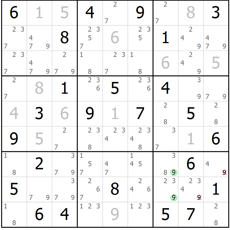 Position des candidats pour la solution de la Gr 71 page 73 du magazine de sudoku Expert n° 020
