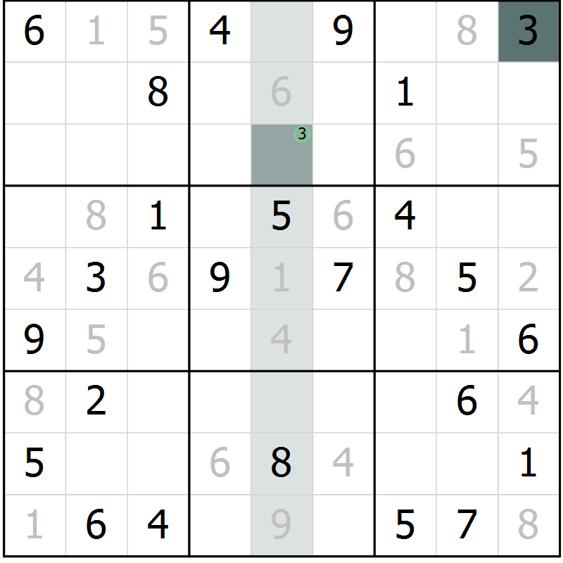 Position des candidats pour la solution de la Gr 71 page 73 du magazine de sudoku Expert n° 020