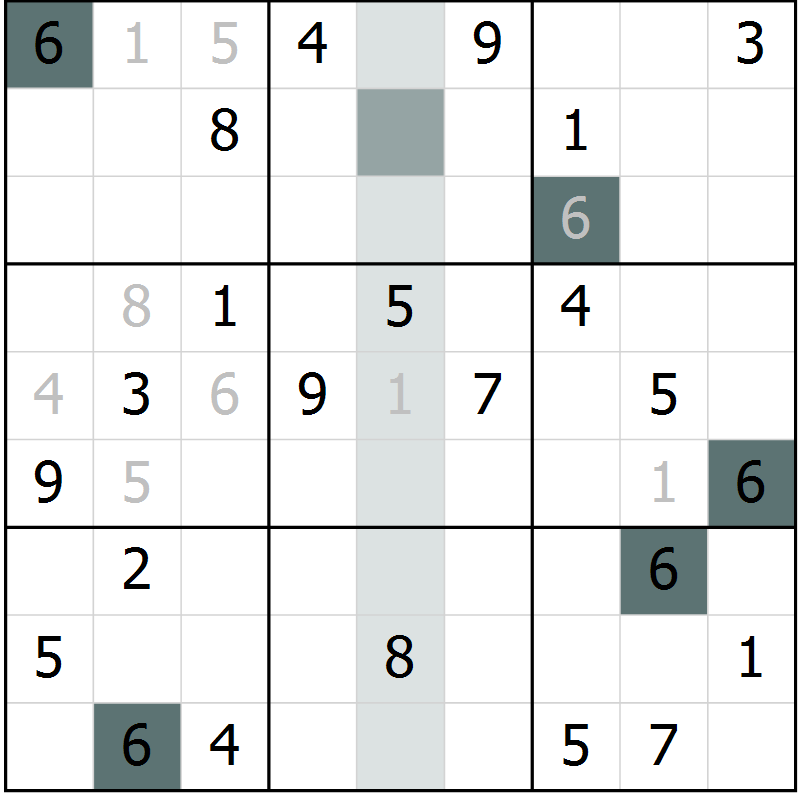 Position des candidats pour la solution de la Gr 71 page 73 du magazine de sudoku Expert n° 020