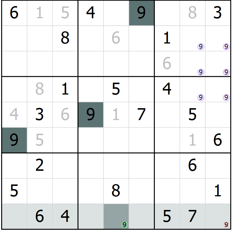 Position des candidats pour la solution de la Gr 71 page 73 du magazine de sudoku Expert n° 020