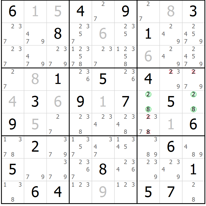 Position des candidats pour la solution de la Gr 71 page 73 du magazine de sudoku Expert n° 020