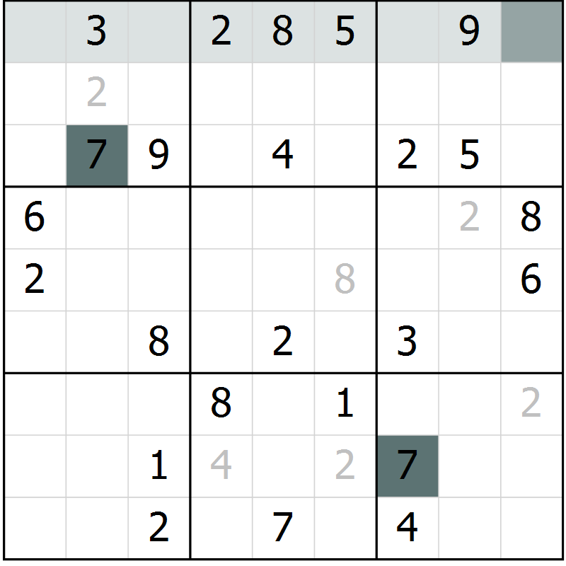 Position des candidats pour la solution de la Gr 72 page 74 du magazine de sudoku Expert n° 020