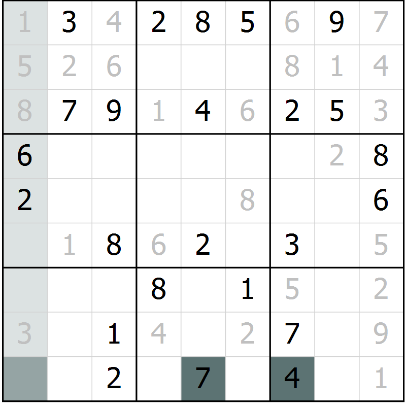 Position des candidats pour la solution de la Gr 72 page 74 du magazine de sudoku Expert n° 020