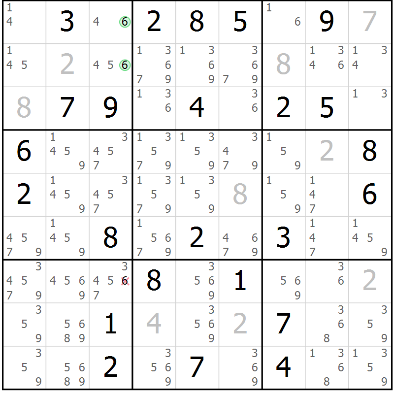 Position des candidats pour la solution de la Gr 72 page 74 du magazine de sudoku Expert n° 020