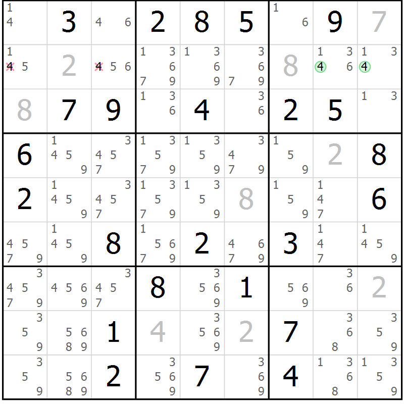 Position des candidats pour la solution de la Gr 72 page 74 du magazine de sudoku Expert n° 020